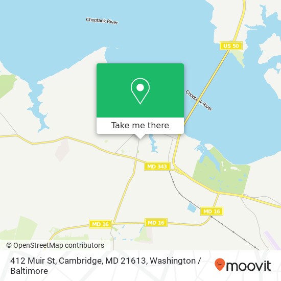 Mapa de 412 Muir St, Cambridge, MD 21613