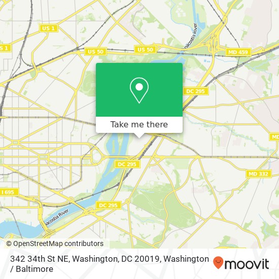 Mapa de 342 34th St NE, Washington, DC 20019