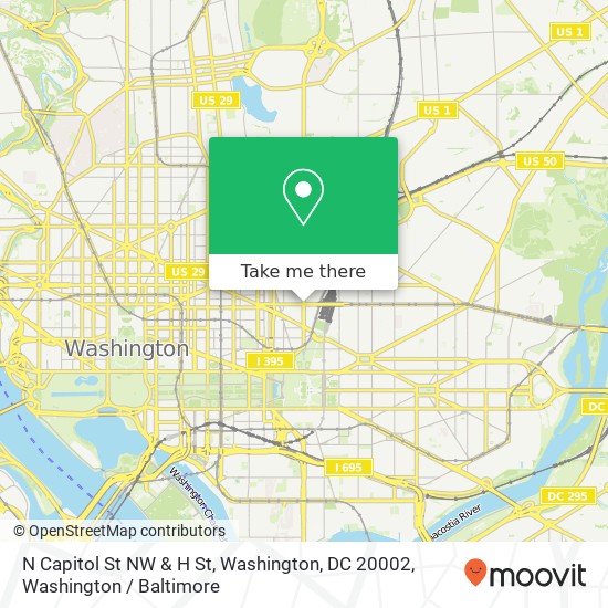 Mapa de N Capitol St NW & H St, Washington, DC 20002