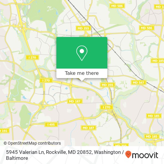 Mapa de 5945 Valerian Ln, Rockville, MD 20852