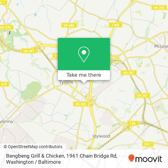 Mapa de Bengbeng Grill & Chicken, 1961 Chain Bridge Rd
