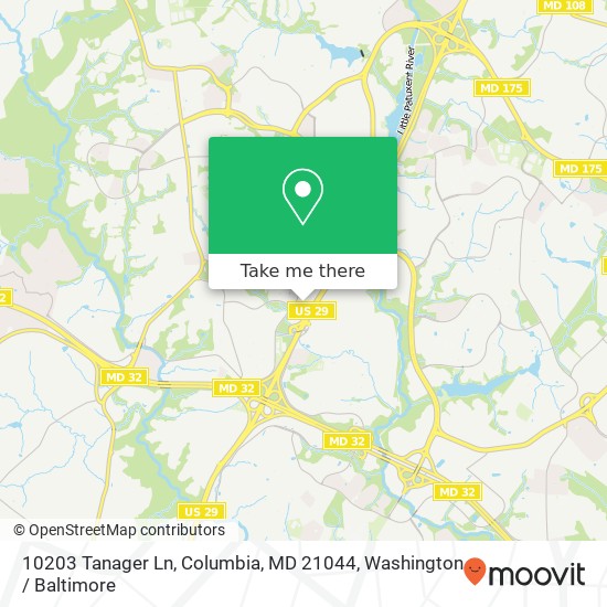 Mapa de 10203 Tanager Ln, Columbia, MD 21044