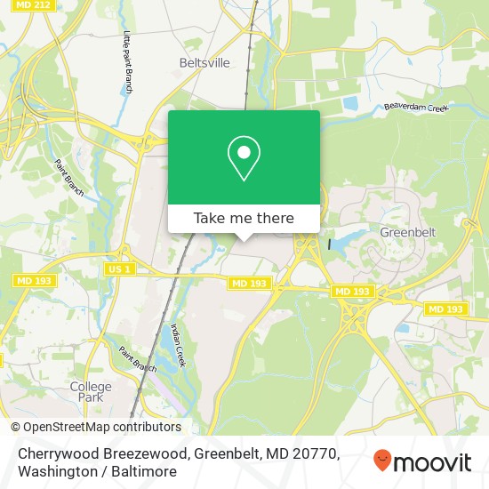 Mapa de Cherrywood Breezewood, Greenbelt, MD 20770