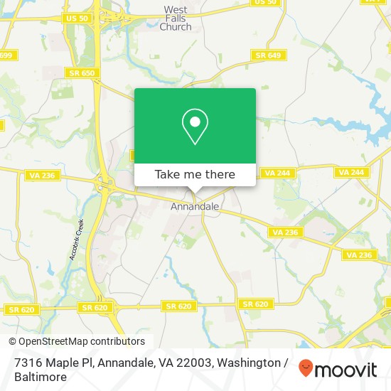 Mapa de 7316 Maple Pl, Annandale, VA 22003
