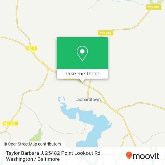 Taylor Barbara J, 25482 Point Lookout Rd map