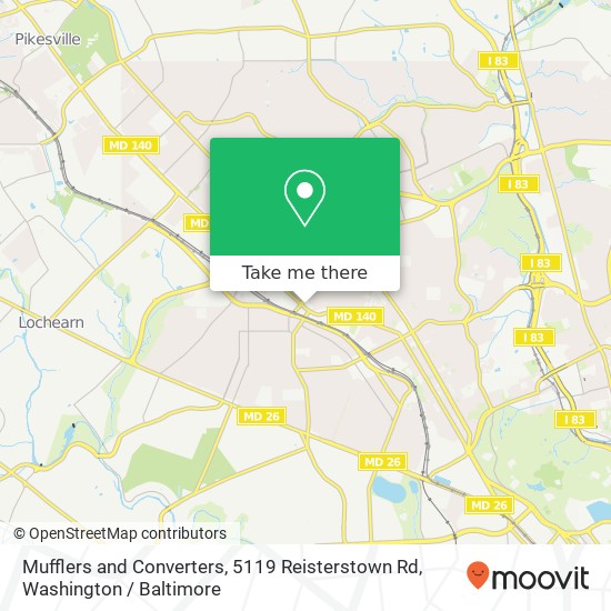 Mapa de Mufflers and Converters, 5119 Reisterstown Rd