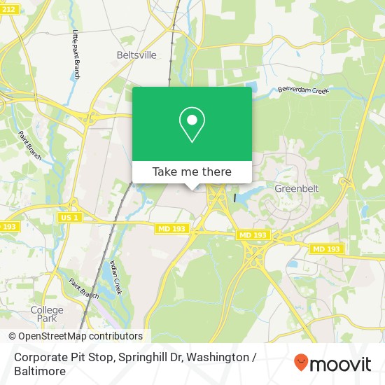 Corporate Pit Stop, Springhill Dr map