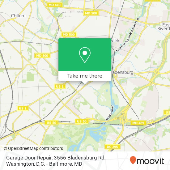 Mapa de Garage Door Repair, 3556 Bladensburg Rd