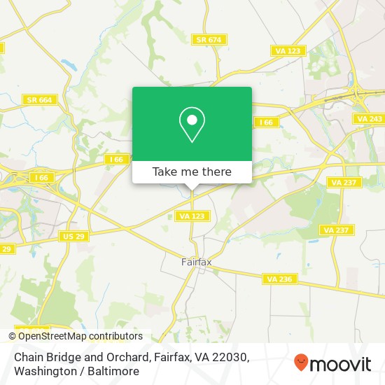 Mapa de Chain Bridge and Orchard, Fairfax, VA 22030