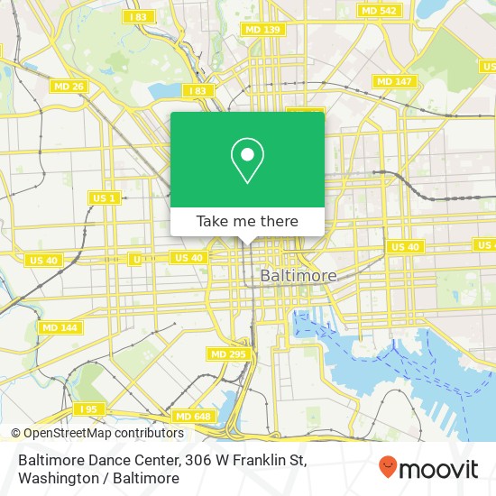 Mapa de Baltimore Dance Center, 306 W Franklin St