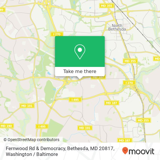Mapa de Fernwood Rd & Democracy, Bethesda, MD 20817