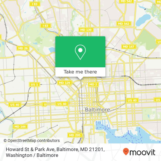 Howard St & Park Ave, Baltimore, MD 21201 map