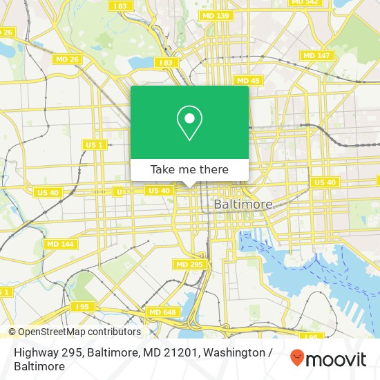 Highway 295, Baltimore, MD 21201 map
