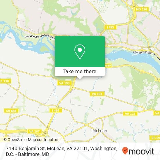 Mapa de 7140 Benjamin St, McLean, VA 22101