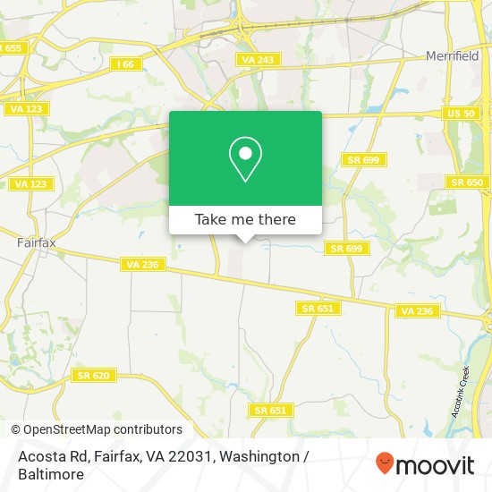 Acosta Rd, Fairfax, VA 22031 map
