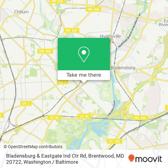 Mapa de Bladensburg & Eastgate Ind Ctr Rd, Brentwood, MD 20722
