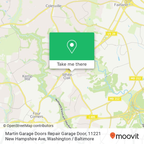 Mapa de Martin Garage Doors Repair Garage Door, 11221 New Hampshire Ave