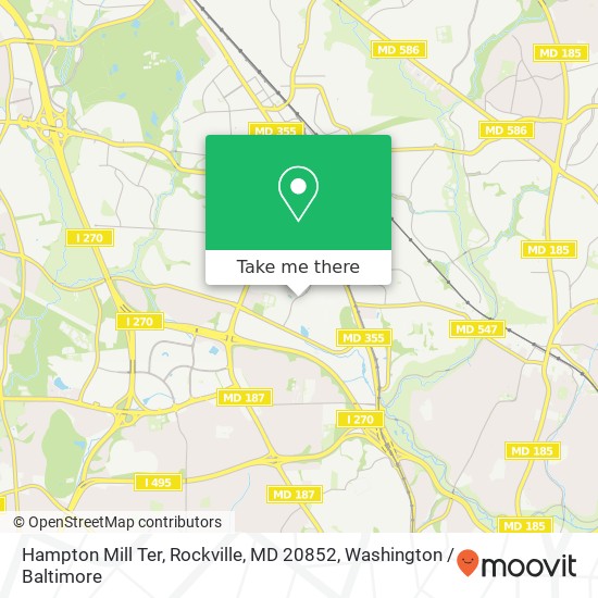 Hampton Mill Ter, Rockville, MD 20852 map