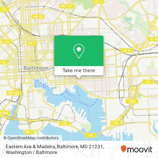 Mapa de Eastern Ave & Madeira, Baltimore, MD 21231
