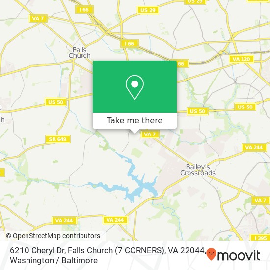 Mapa de 6210 Cheryl Dr, Falls Church (7 CORNERS), VA 22044