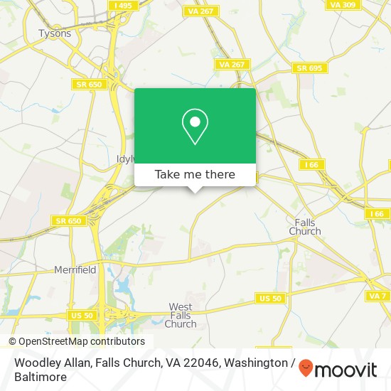 Mapa de Woodley Allan, Falls Church, VA 22046