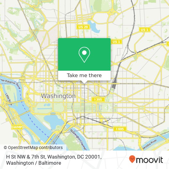 Mapa de H St NW & 7th St, Washington, DC 20001