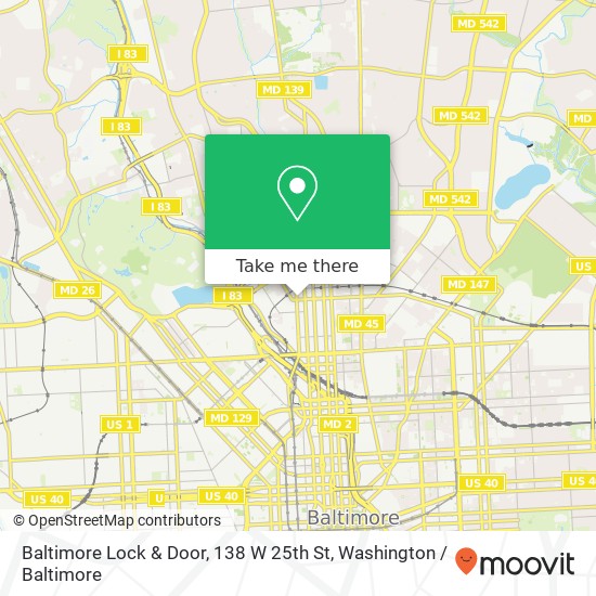 Mapa de Baltimore Lock & Door, 138 W 25th St
