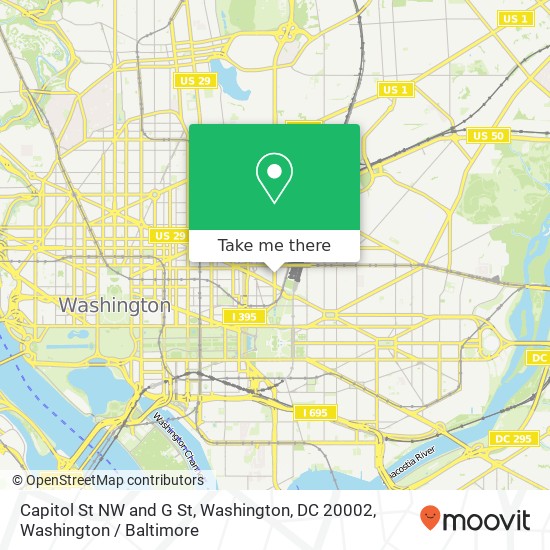 Capitol St NW and G St, Washington, DC 20002 map