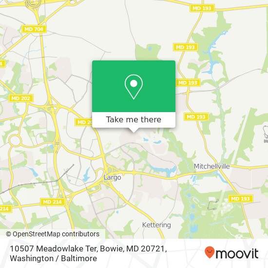 Mapa de 10507 Meadowlake Ter, Bowie, MD 20721