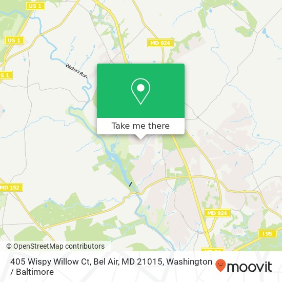 Mapa de 405 Wispy Willow Ct, Bel Air, MD 21015