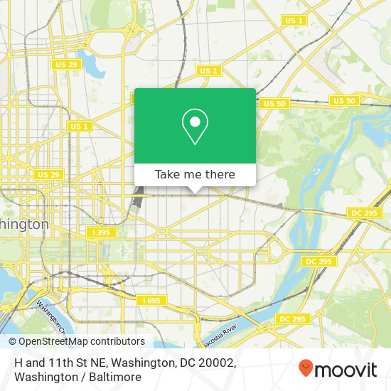 Mapa de H and 11th St NE, Washington, DC 20002