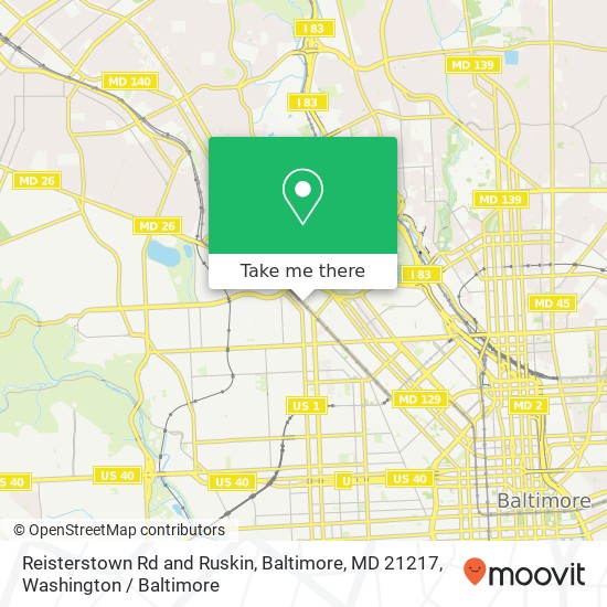 Mapa de Reisterstown Rd and Ruskin, Baltimore, MD 21217