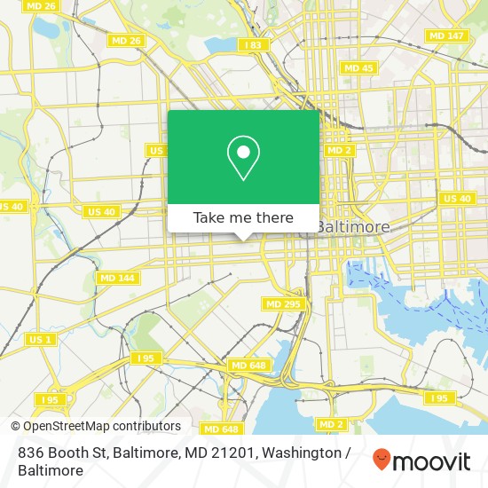 836 Booth St, Baltimore, MD 21201 map