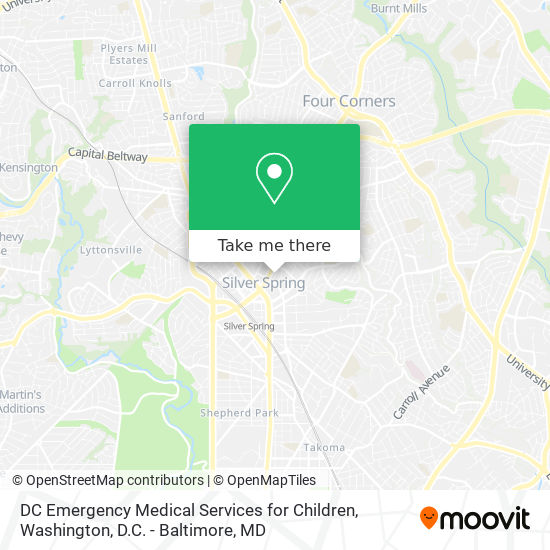 DC Emergency Medical Services for Children map