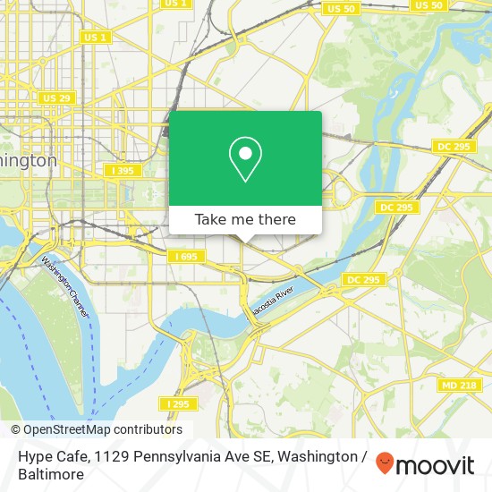 Mapa de Hype Cafe, 1129 Pennsylvania Ave SE