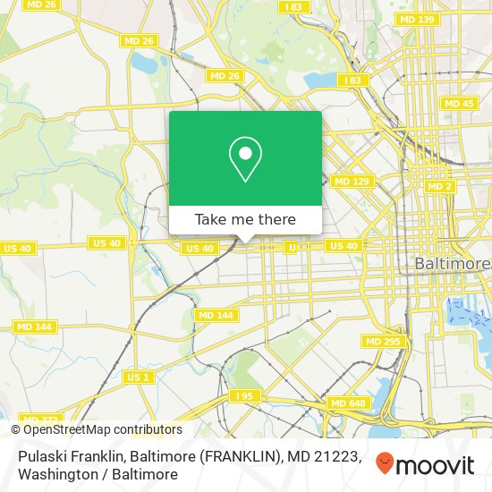 Mapa de Pulaski Franklin, Baltimore (FRANKLIN), MD 21223