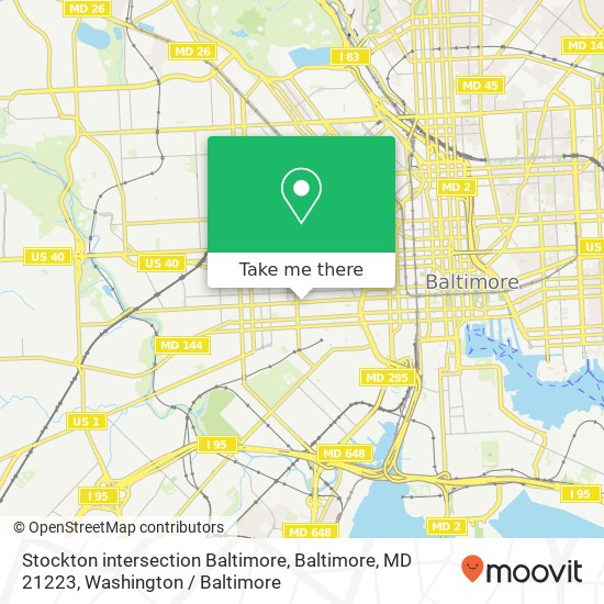 Mapa de Stockton intersection Baltimore, Baltimore, MD 21223