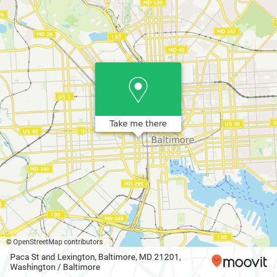 Paca St and Lexington, Baltimore, MD 21201 map