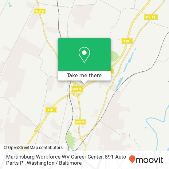Mapa de Martinsburg Workforce WV Career Center, 891 Auto Parts Pl