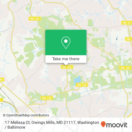 Mapa de 17 Melissa Ct, Owings Mills, MD 21117