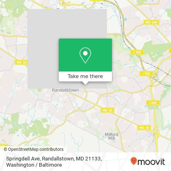 Mapa de Springdell Ave, Randallstown, MD 21133