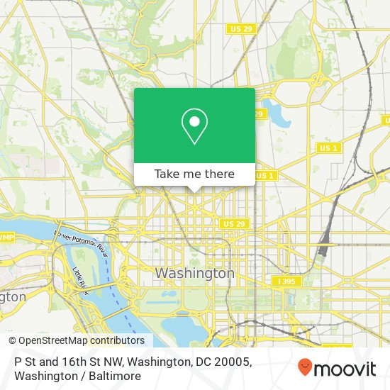 Mapa de P St and 16th St NW, Washington, DC 20005