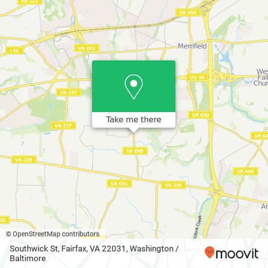 Mapa de Southwick St, Fairfax, VA 22031