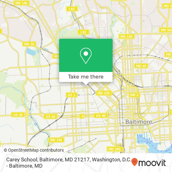 Mapa de Carey School, Baltimore, MD 21217