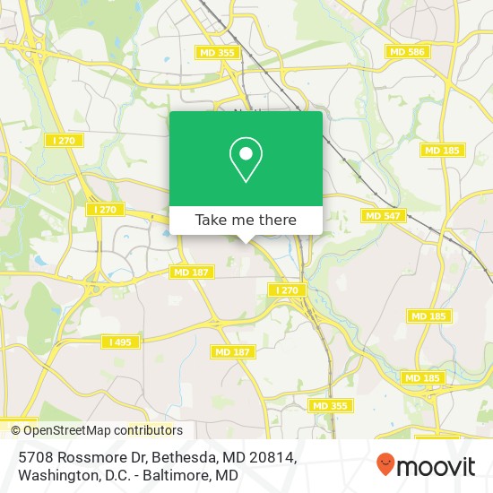 Mapa de 5708 Rossmore Dr, Bethesda, MD 20814