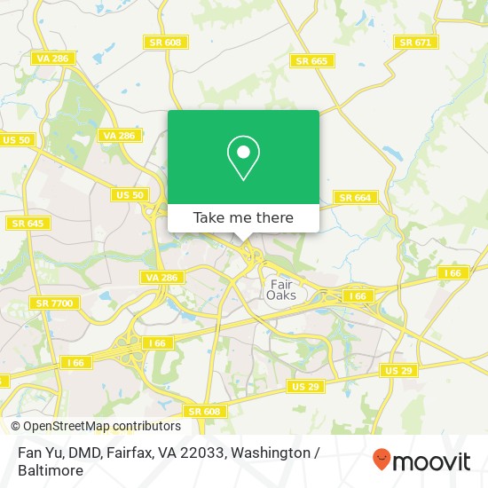 Mapa de Fan Yu, DMD, Fairfax, VA 22033