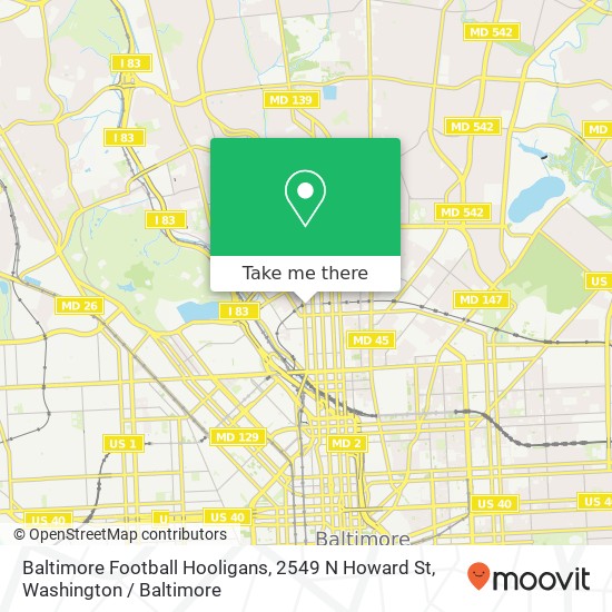Mapa de Baltimore Football Hooligans, 2549 N Howard St