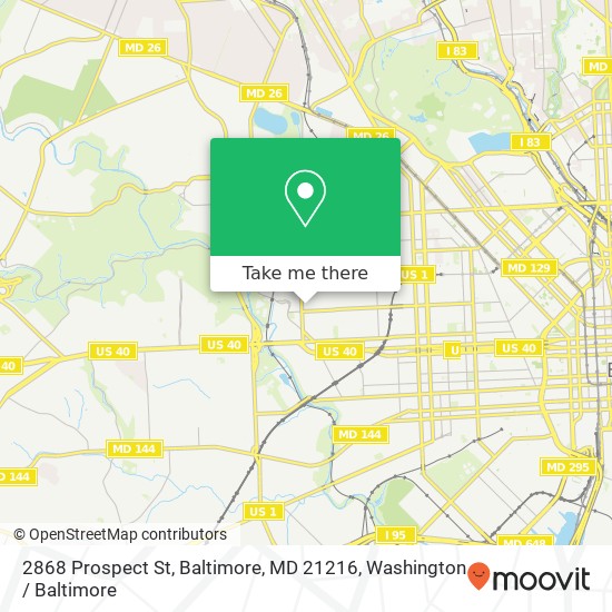 Mapa de 2868 Prospect St, Baltimore, MD 21216