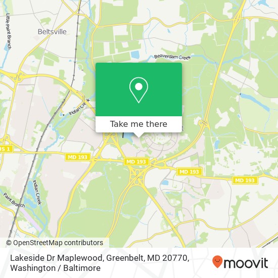 Mapa de Lakeside Dr Maplewood, Greenbelt, MD 20770