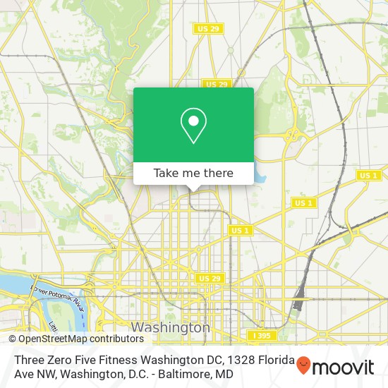 Mapa de Three Zero Five Fitness Washington DC, 1328 Florida Ave NW